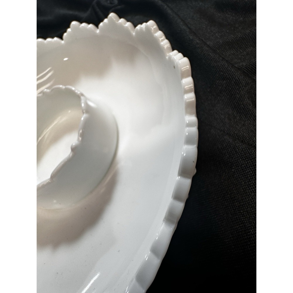 Fenton Hobnail Milk Glass Fluted‎ Edge Chip and Dip Bowl Or Candle Holder - Picture 11 of 14